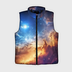 Женский жилет Оранжевая небула космос, цвет: 3D-черный