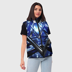 Женский жилет Синяя и черная конструкция абстракция, цвет: 3D-светло-серый — фото 2