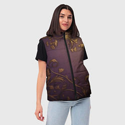 Женский жилет Золотистые узоры на фиолетовом фоне, цвет: 3D-красный — фото 2