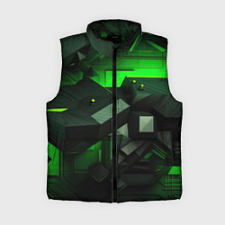 Женский жилет Зеленая геометрическая абстракция, цвет: 3D-черный