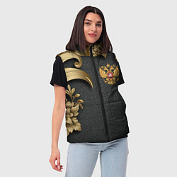 Женский жилет Золотой герб России и объемные узоры, цвет: 3D-черный — фото 2