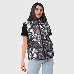 Женский жилет Разные грибы, цвет: 3D-черный — фото 2