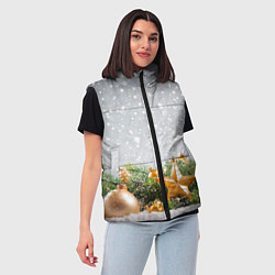 Женский жилет Новогодняя ель, цвет: 3D-светло-серый — фото 2