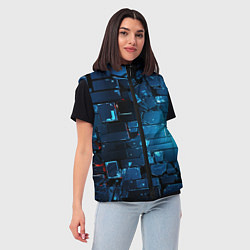 Женский жилет Синие абстрактные плиты, цвет: 3D-красный — фото 2