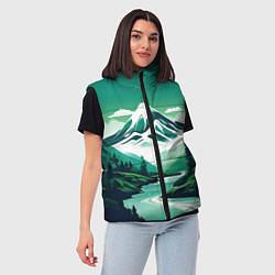 Женский жилет Графический пейзаж Камчатки, цвет: 3D-черный — фото 2