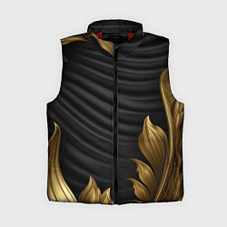 Женский жилет Узоры золотые на черном фоне, цвет: 3D-красный