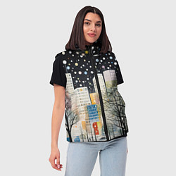 Женский жилет Новогодний ночной город, цвет: 3D-светло-серый — фото 2