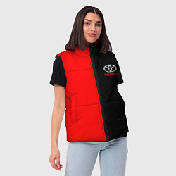 Женский жилет Toyota car красно чёрный, цвет: 3D-красный — фото 2
