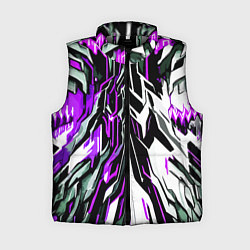 Женский жилет Фиолетовая и белая абстракция на чёрном фоне