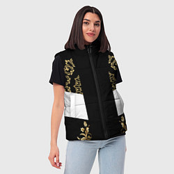 Женский жилет Золотые узоры, цвет: 3D-черный — фото 2