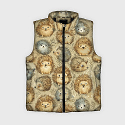 Женский жилет Паттерн лесной ежик, цвет: 3D-черный
