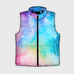 Женский жилет Цветные разводы акварели, цвет: 3D-черный