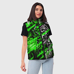 Женский жилет Железный череп и зелёные линии, цвет: 3D-черный — фото 2