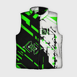 Женский жилет Зелёные и чёрные техно линии, цвет: 3D-черный