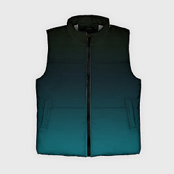 Женский жилет Чёрно голубой бирюзовый градиент, цвет: 3D-светло-серый