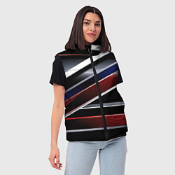 Женский жилет Белые черные красные полосы, цвет: 3D-светло-серый — фото 2