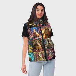Женский жилет Коллаж капибара король в короне, цвет: 3D-черный — фото 2