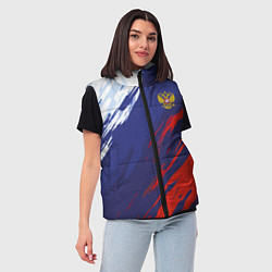 Женский жилет Россия Sport брызги красок триколор, цвет: 3D-красный — фото 2