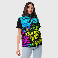 Женский жилет Разноцветный глитч на чёрном фоне, цвет: 3D-красный — фото 2