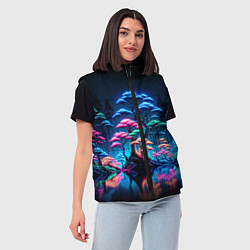 Женский жилет Неоновый лес - нейросеть, цвет: 3D-светло-серый — фото 2