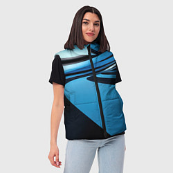 Женский жилет Черная и синяя абстракция в виде волн, цвет: 3D-красный — фото 2