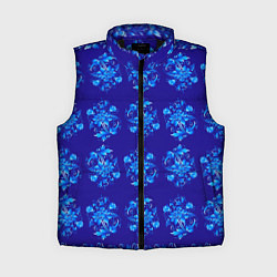 Женский жилет Узоры гжель на синем фоне, цвет: 3D-черный