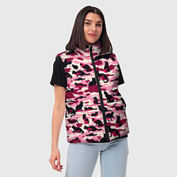 Женский жилет Камуфляжные розовые котики, цвет: 3D-черный — фото 2