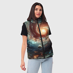 Женский жилет Далёкая неоновая галактика - нейросеть, цвет: 3D-светло-серый — фото 2
