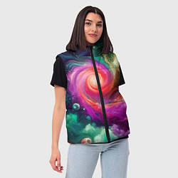 Женский жилет Космическая неоновая фантазия - нейросеть, цвет: 3D-светло-серый — фото 2