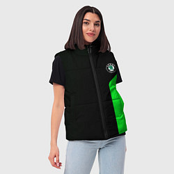 Женский жилет Skoda pattern sport green, цвет: 3D-светло-серый — фото 2