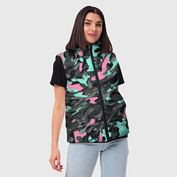 Женский жилет Бирюзово-розовый камуфляж, цвет: 3D-красный — фото 2