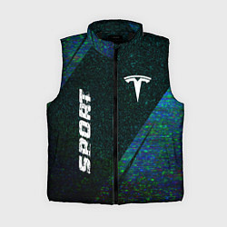 Женский жилет Tesla sport glitch blue, цвет: 3D-черный