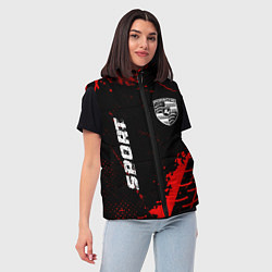 Женский жилет Porsche red sport tires, цвет: 3D-черный — фото 2