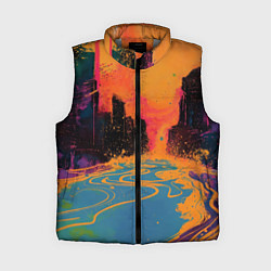 Женский жилет Абстрактная городская улица со зданиями и река, цвет: 3D-светло-серый