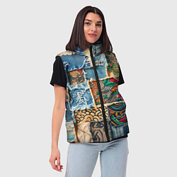 Женский жилет Японские мотивы на дениме, цвет: 3D-черный — фото 2