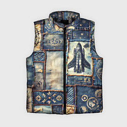 Женский жилет Космический корабль - пэчворк