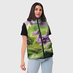 Женский жилет Геометрический пейзаж фиолетовый и зеленый, цвет: 3D-светло-серый — фото 2