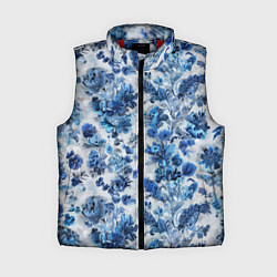 Женский жилет Цветочный сине-голубой узор, цвет: 3D-красный