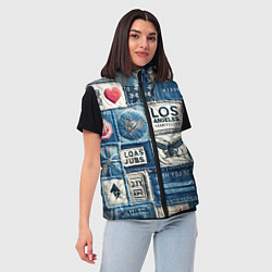 Женский жилет Лос Анджелес на джинсах-пэчворк, цвет: 3D-черный — фото 2