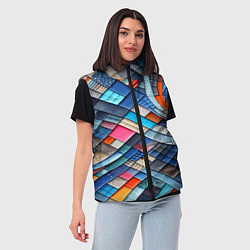 Женский жилет Абстрактный авангардный пэчворк - нейросеть, цвет: 3D-черный — фото 2