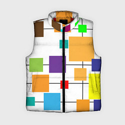 Женский жилет Разноцветные квадраты паттерны, цвет: 3D-красный