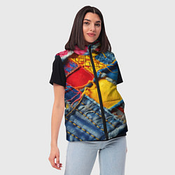 Женский жилет Colorful denim patchwork - ai art, цвет: 3D-светло-серый — фото 2