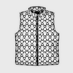 Женский жилет Чёрно-белые ромбы и круги на белом фоне