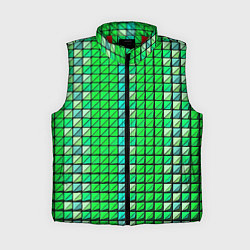 Женский жилет Зелёные плитки и чёрная обводка, цвет: 3D-красный