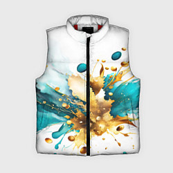 Женский жилет Бирюзово голубая абстракция, брызги краски на бело, цвет: 3D-красный