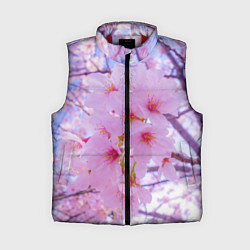 Женский жилет Цветущая сакура на голубом фоне, цвет: 3D-красный