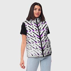 Женский жилет Black and purple stripes on a white background, цвет: 3D-черный — фото 2