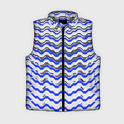 Женский жилет Black and blue stripes on a white background, цвет: 3D-светло-серый