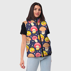 Женский жилет Веселые грибочки паттерн, цвет: 3D-красный — фото 2