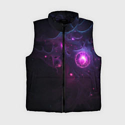 Женский жилет Космическая объемная абстракция с фиолетовым свече, цвет: 3D-черный